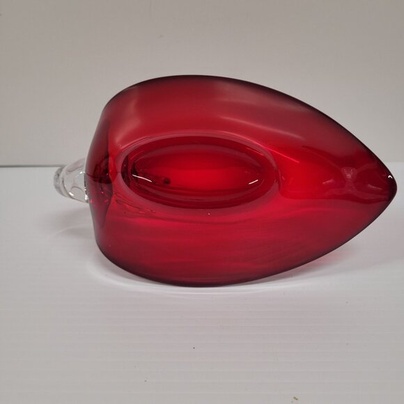 Vintage Red Swan Duncan Miller Viking Glass Candy Trinket Dish 8'' Holiday - Picture 7 of 7